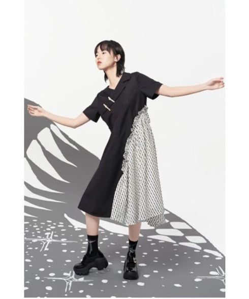 Pin Detail Contrast Wrap Dress